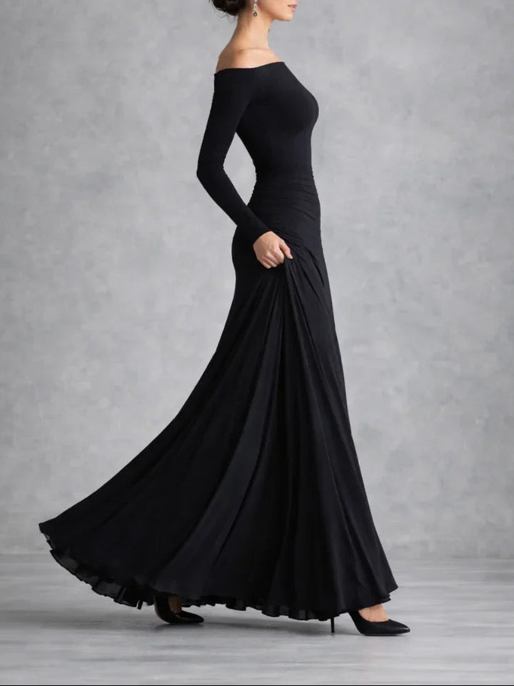 Maris | Draped Long Sleeve Maxi Dress