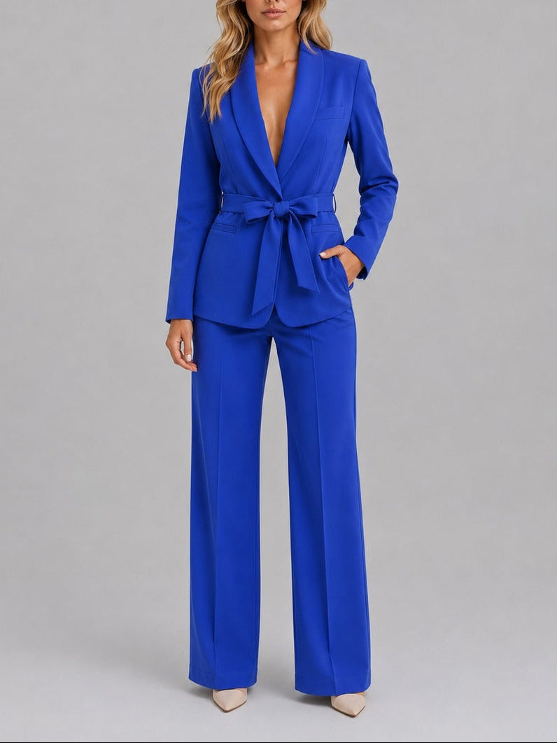 Genziana | Two-Piece Belted Blazer Set