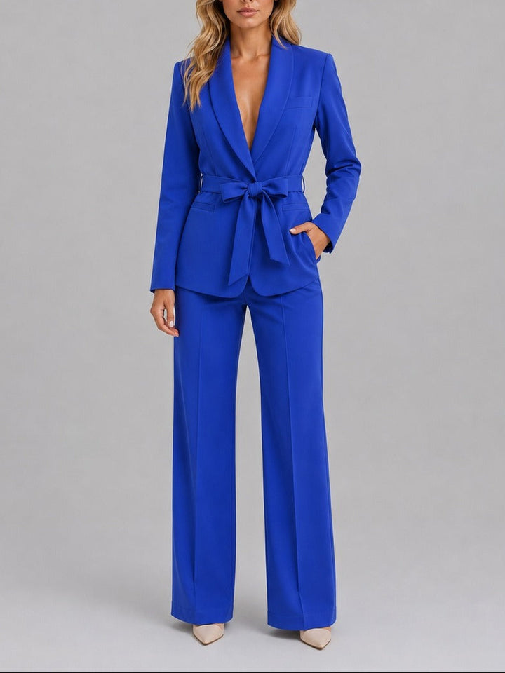 Genziana | Two-Piece Belted Blazer Set