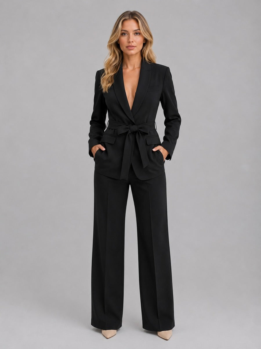 Genziana | Two-Piece Belted Blazer Set
