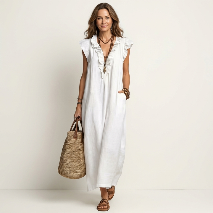 Josette | Relaxed Ruffle V-Neck Maxi