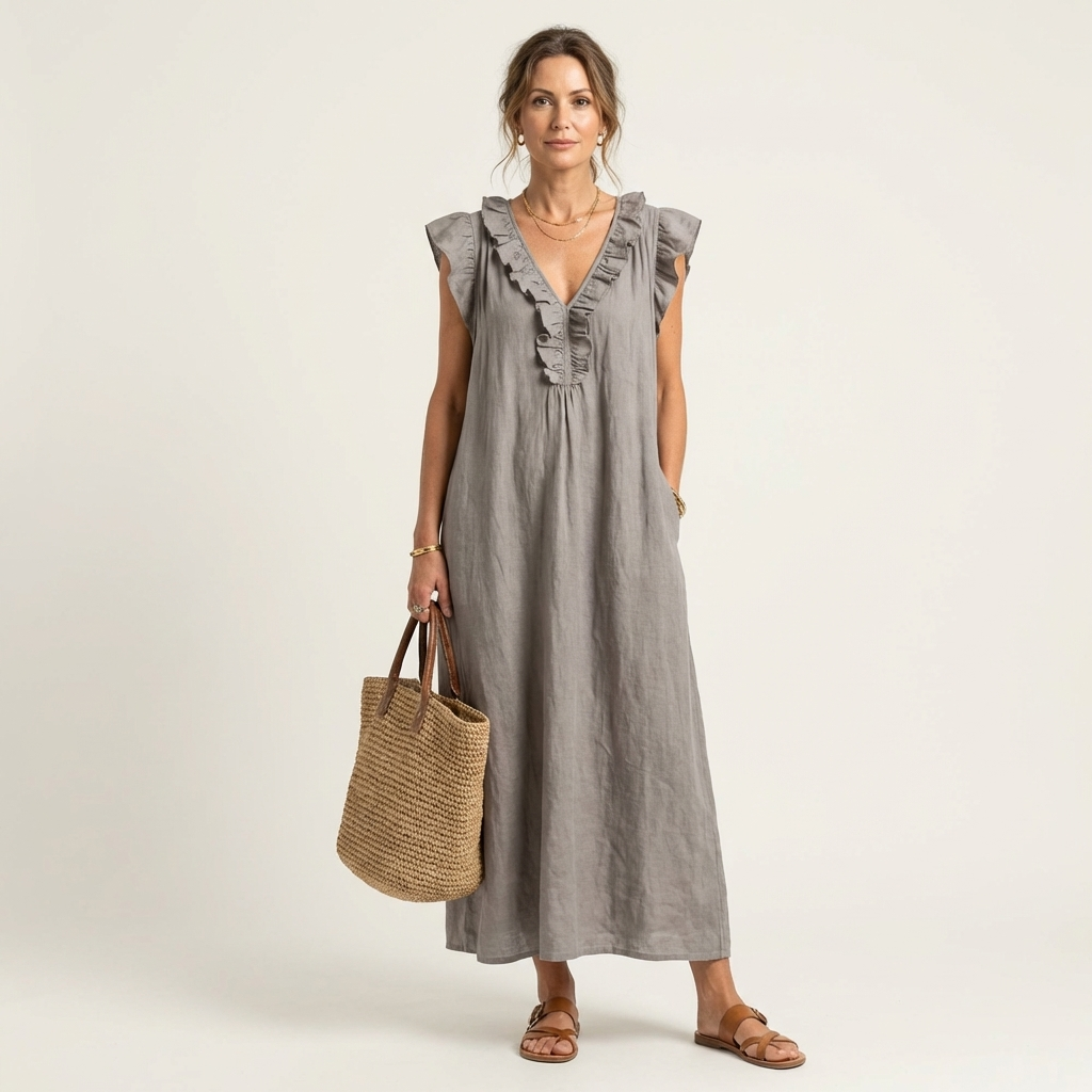 Josette | Relaxed Ruffle V-Neck Maxi
