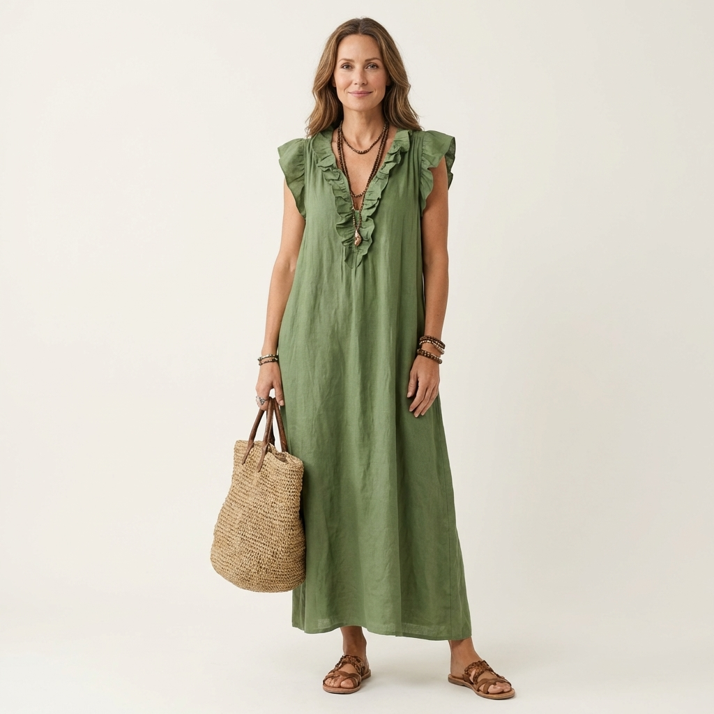 Josette | Relaxed Ruffle V-Neck Maxi