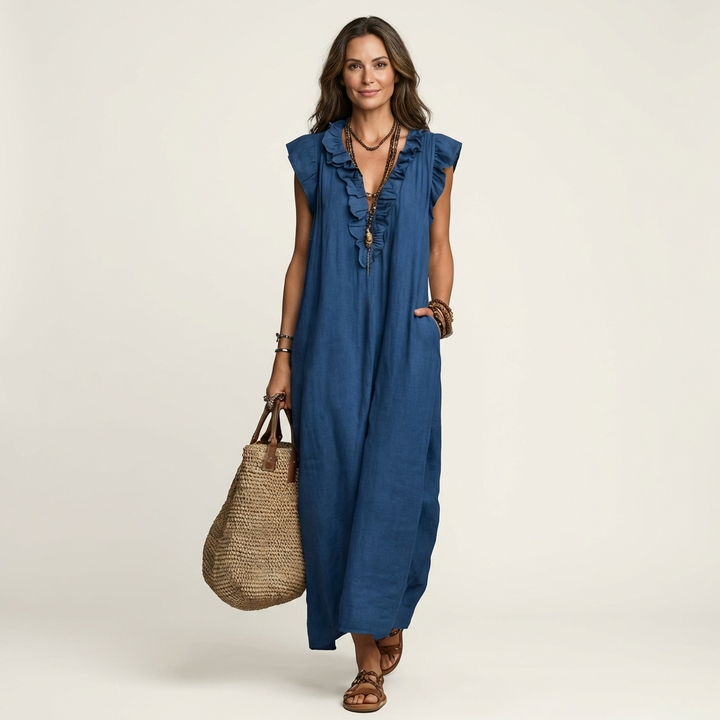 Josette | Relaxed Ruffle V-Neck Maxi