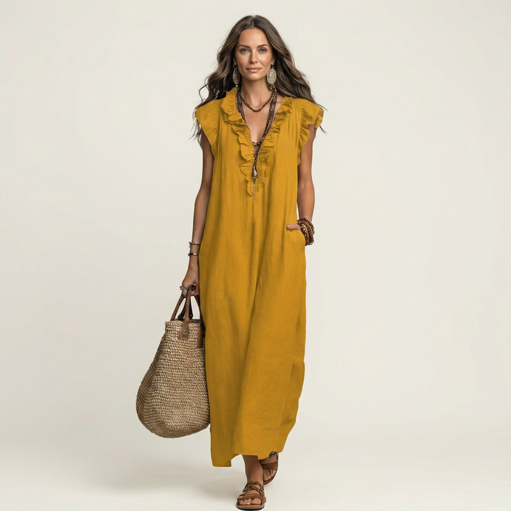 Josette | Relaxed Ruffle V-Neck Maxi