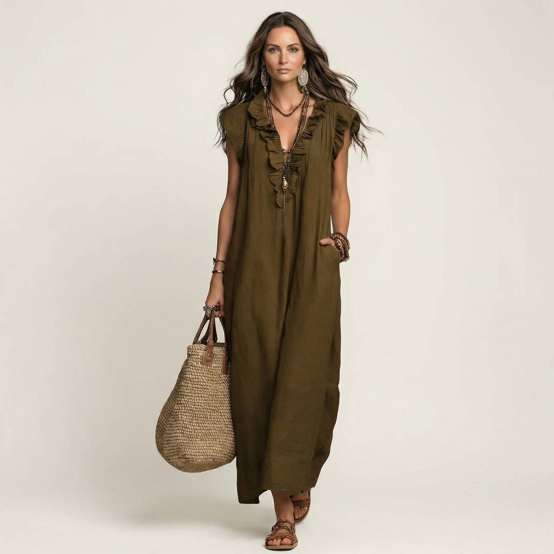 Josette | Relaxed Ruffle V-Neck Maxi