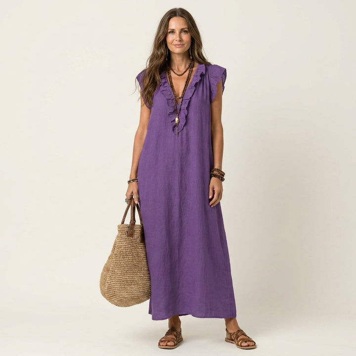 Josette | Relaxed Ruffle V-Neck Maxi