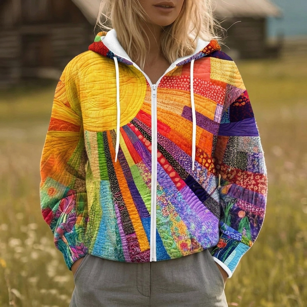 Rhea | Sunburst Print Open-Front Jacket