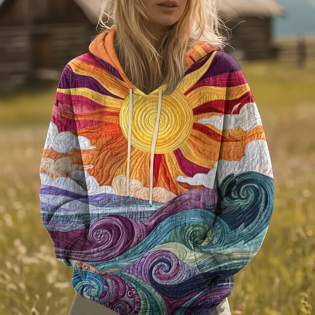Sunburst Print Y2K Hoodie