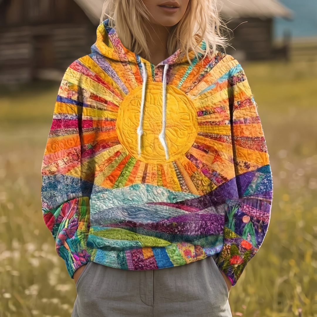 Sunburst Print Y2K Hoodie