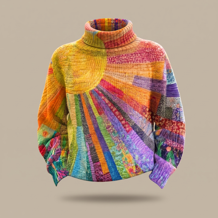 Rosie | Retro Sunburst Print Turtleneck
