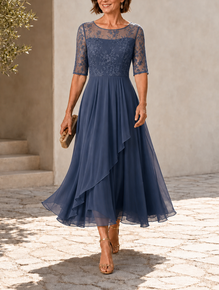 Rose | Flattering Lace Midi Dress