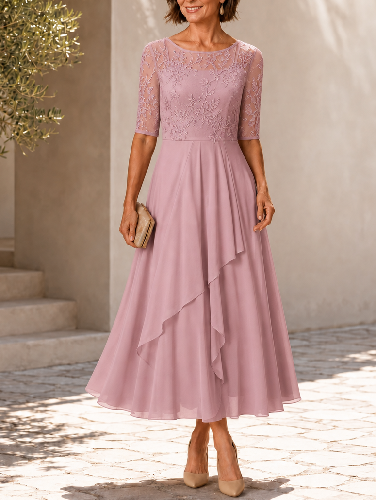 Rose | Flattering Lace Midi Dress