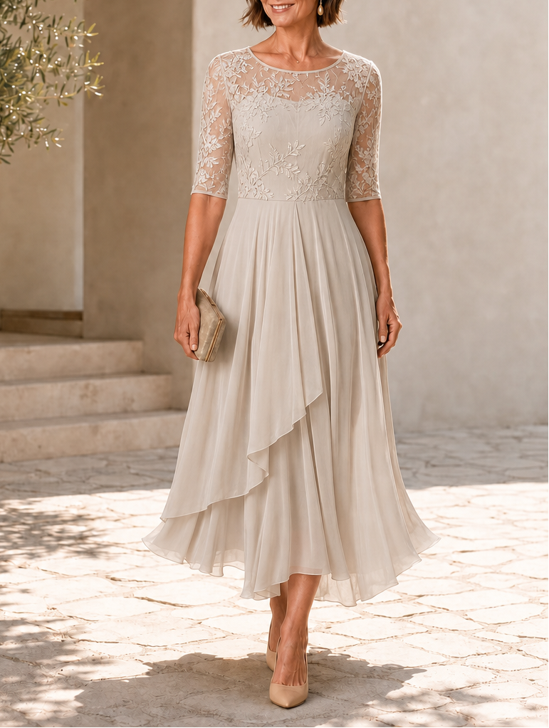 Rose | Flattering Lace Midi Dress