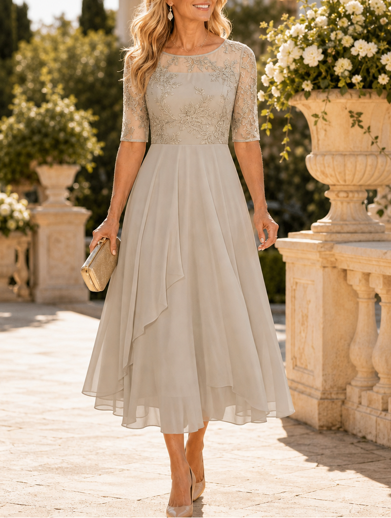 Rose | Flattering Lace Midi Dress