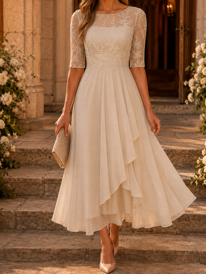 Rose | Flattering Lace Midi Dress