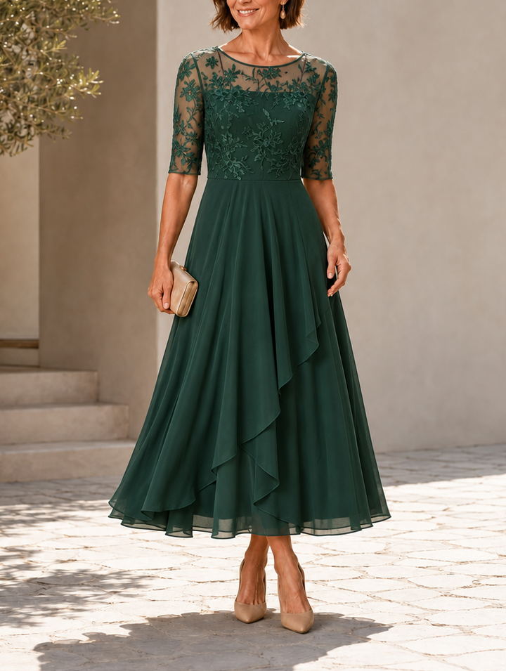 Rose | Flattering Lace Midi Dress