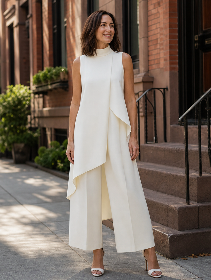Imogen | Sculpted High-Neck Wide-Leg Jumpsuit