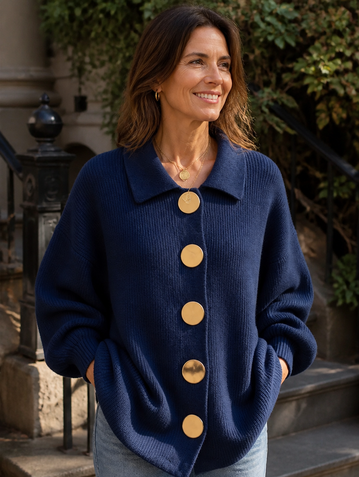 Isadora | Oversized Collared Button Cardigan