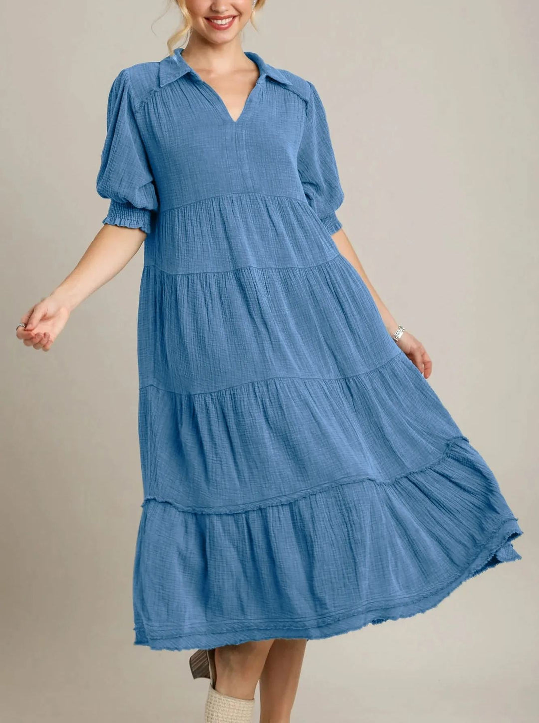 Siamara – Tiered Maxi Dress with V-Neck