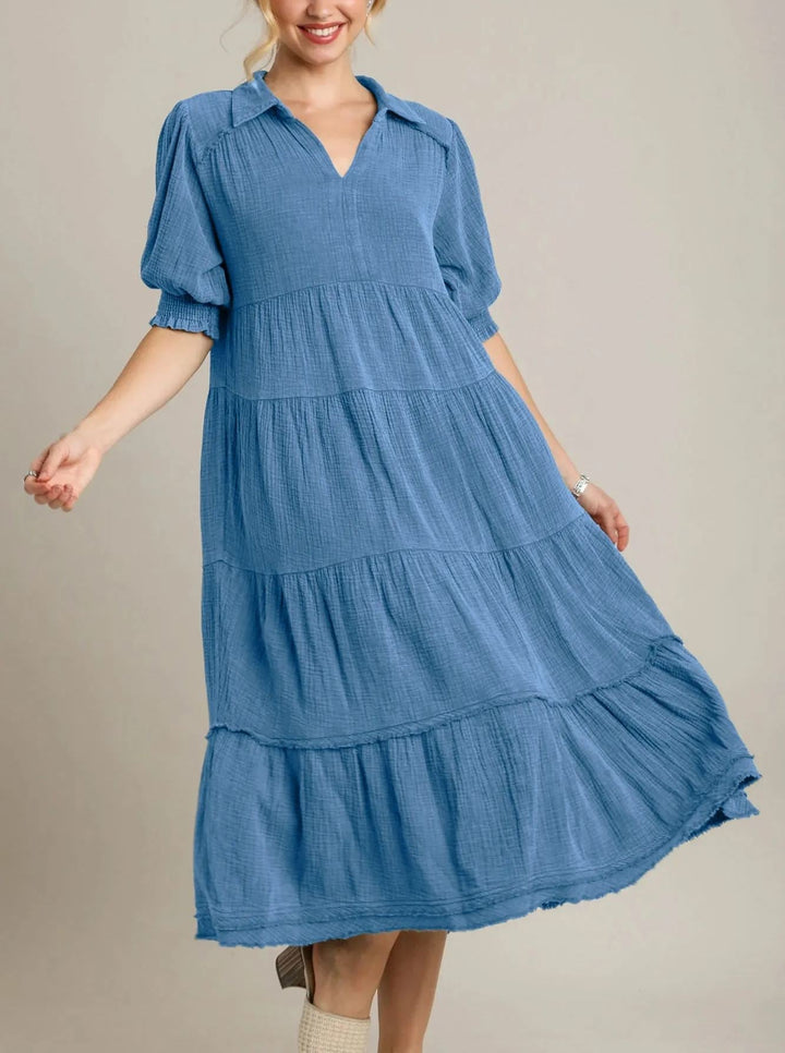 Siamara – Tiered Maxi Dress with V-Neck