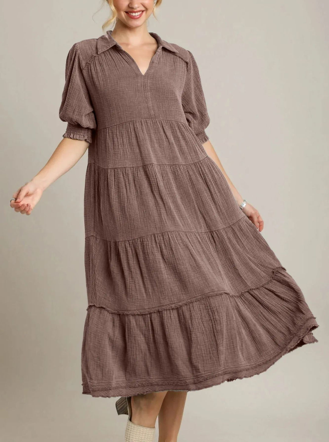 Siamara – Tiered Maxi Dress with V-Neck