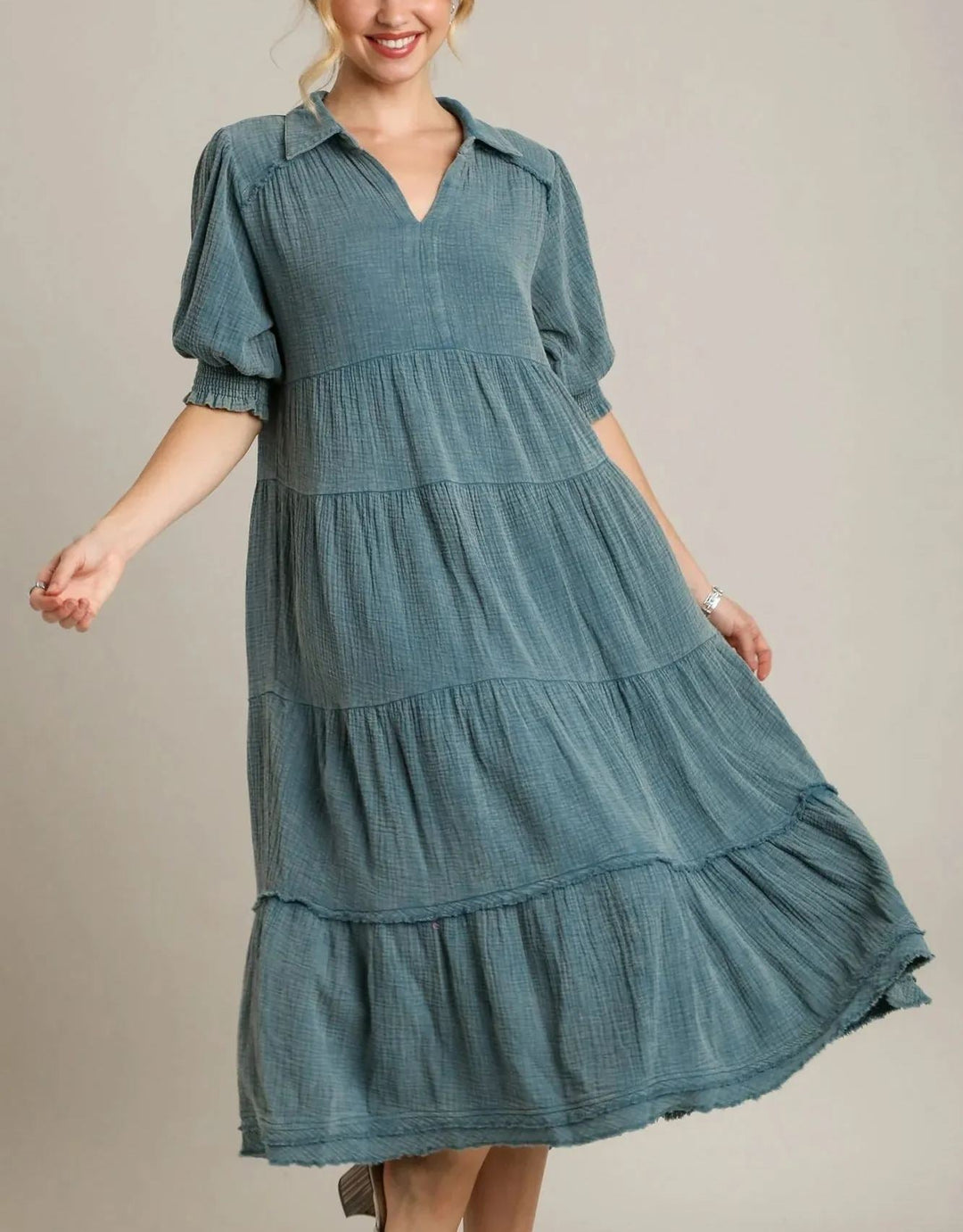 Siamara – Tiered Maxi Dress with V-Neck