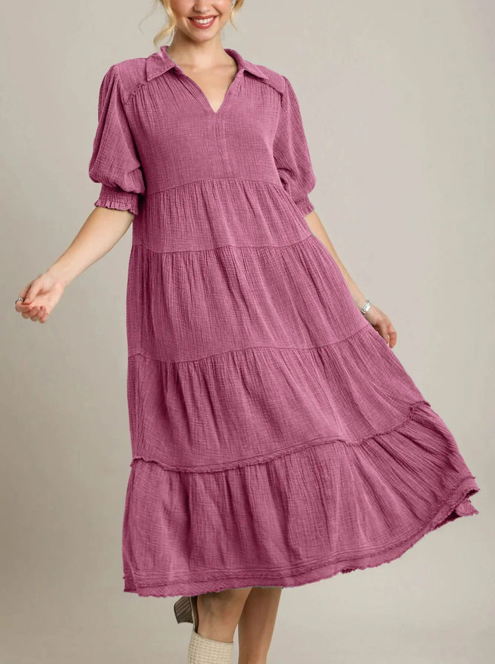 Siamara – Tiered Maxi Dress with V-Neck