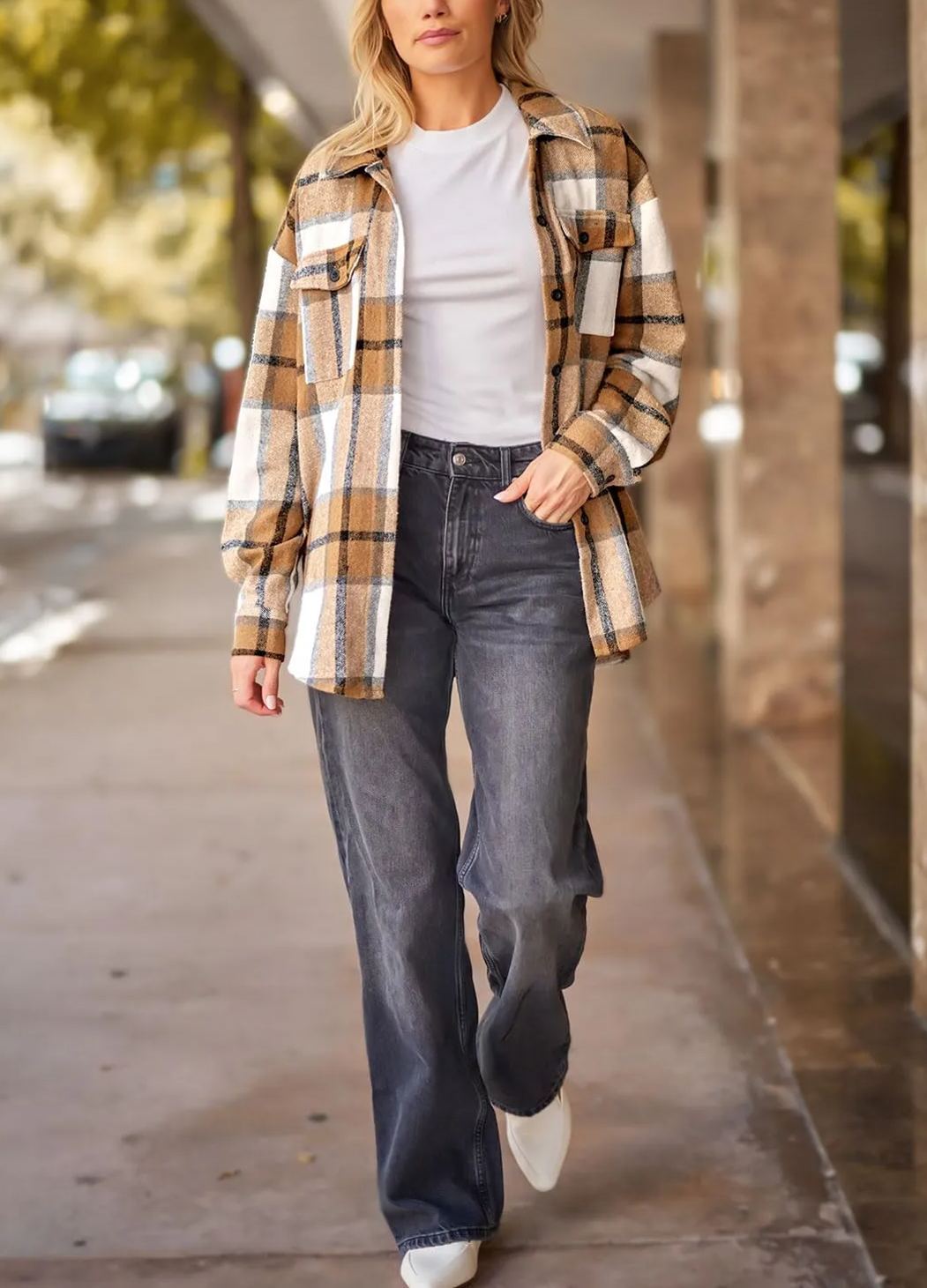 Leticia – Plaid Shacket with Chest Pockets