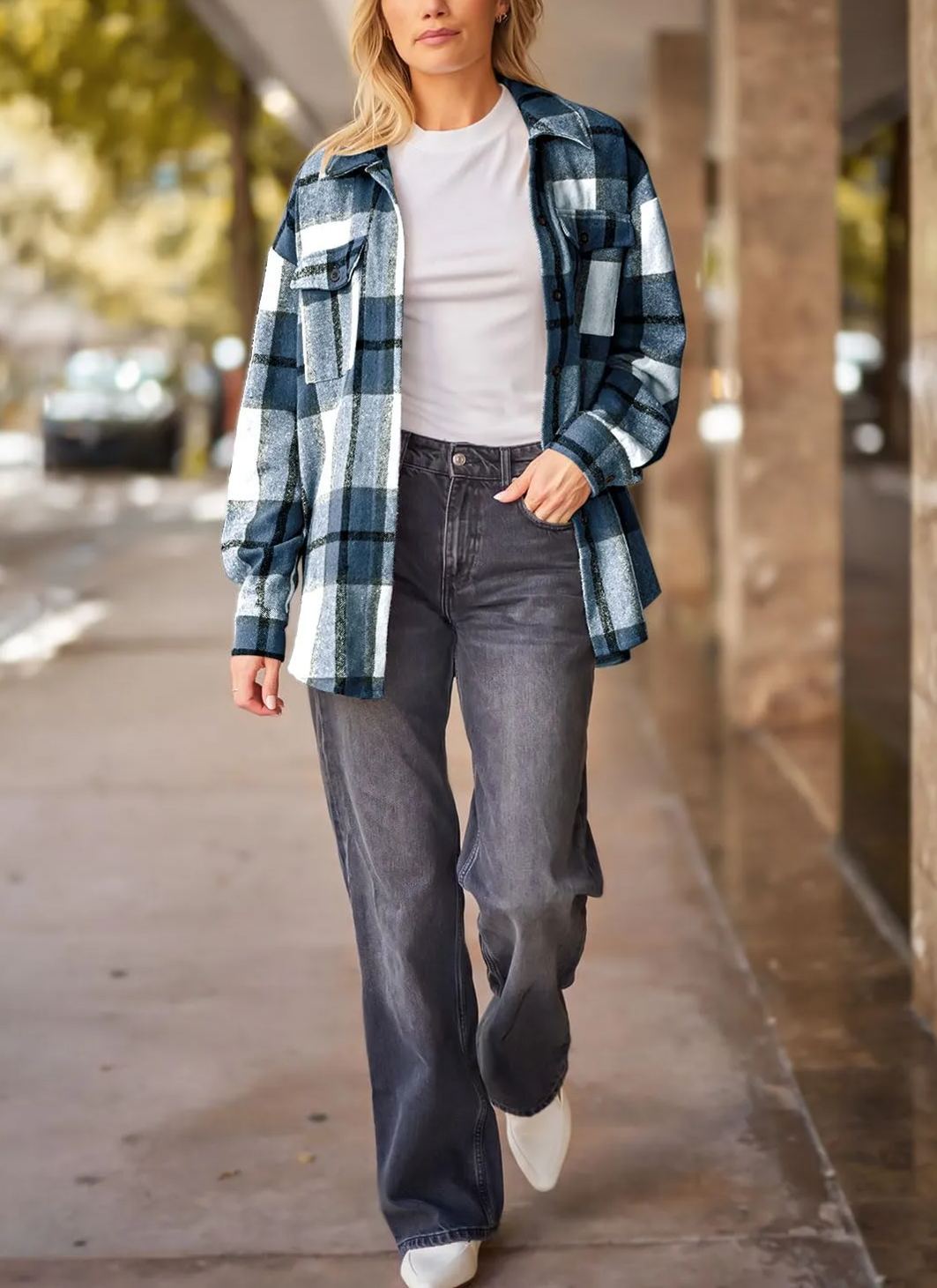 Leticia – Plaid Shacket with Chest Pockets