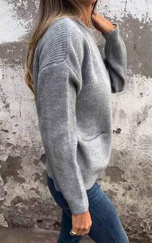Alita – Open-Front Knit Jacket with Ribbed Cuffs