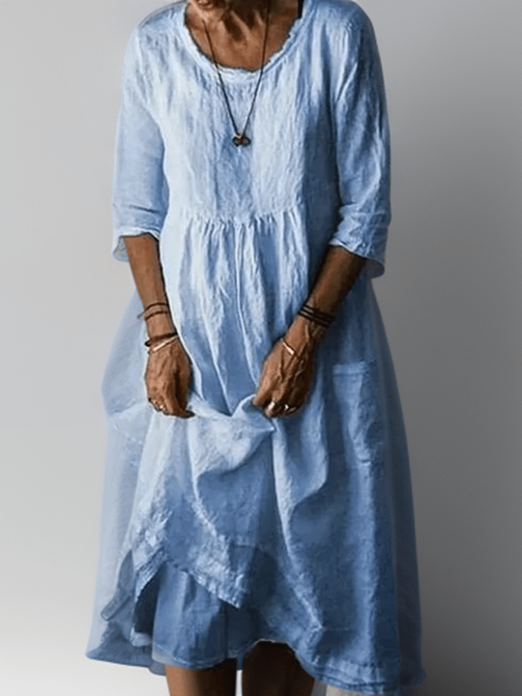 Adeline – Solid Maxi Dress with Ruffle Hem