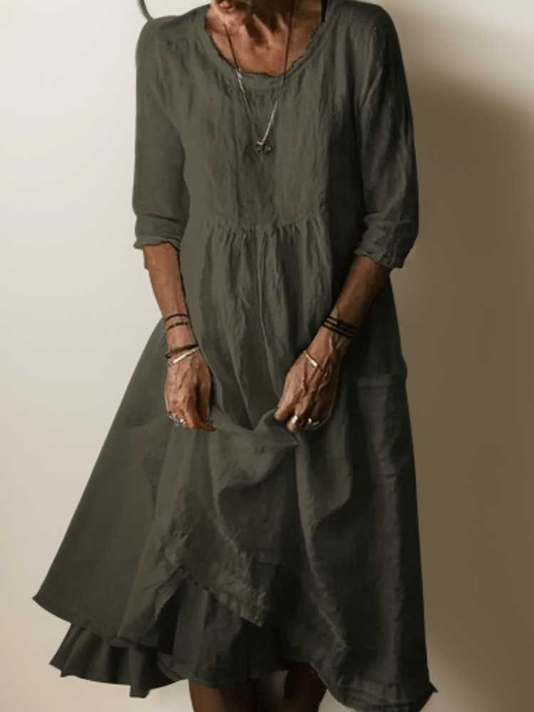 Adeline – Solid Maxi Dress with Ruffle Hem
