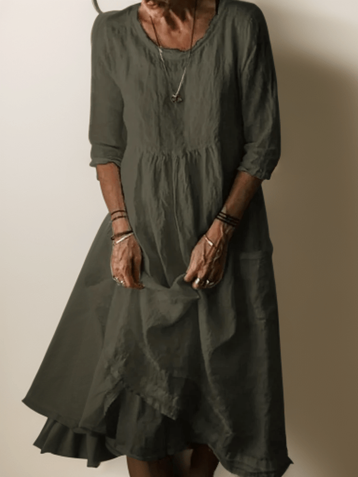 Adeline – Solid Maxi Dress with Ruffle Hem