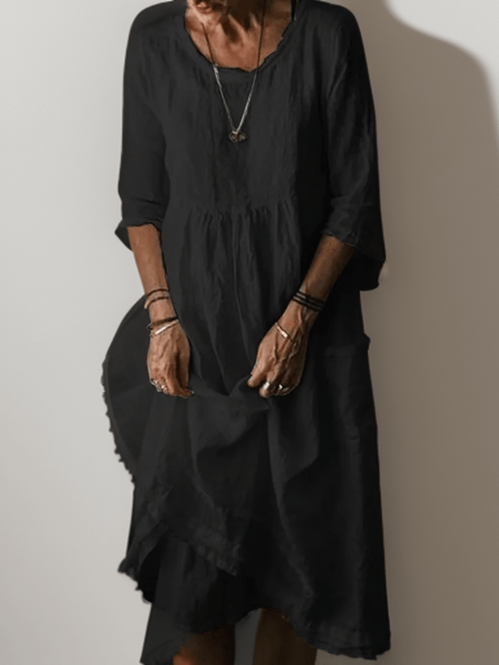 Adeline – Solid Maxi Dress with Ruffle Hem