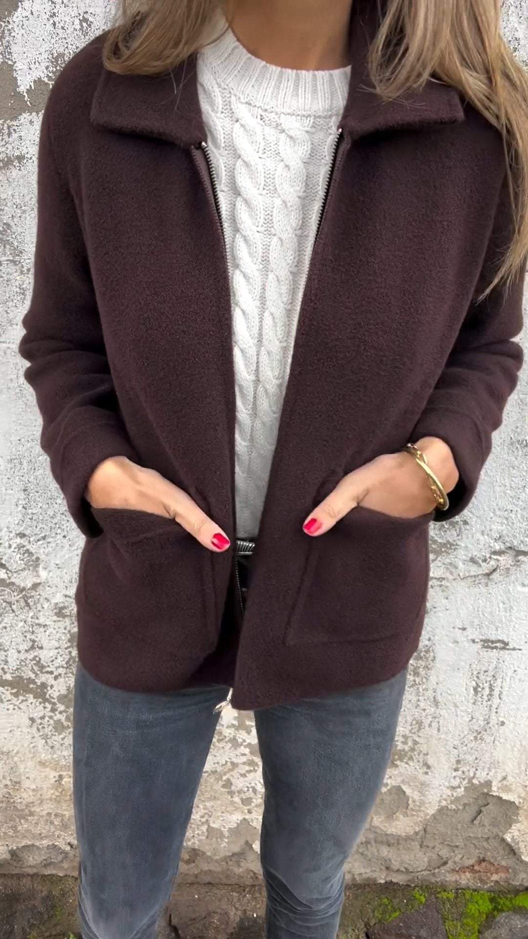 Enza – Wrap Coat with Fleece Lining