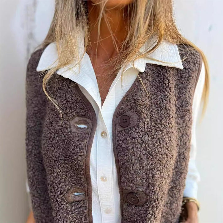 Mika – Sleeveless Button-Front Cardigan