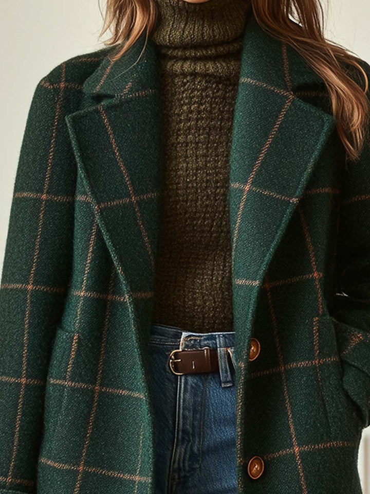 Adeline | Plaid Lapel Layering Coat
