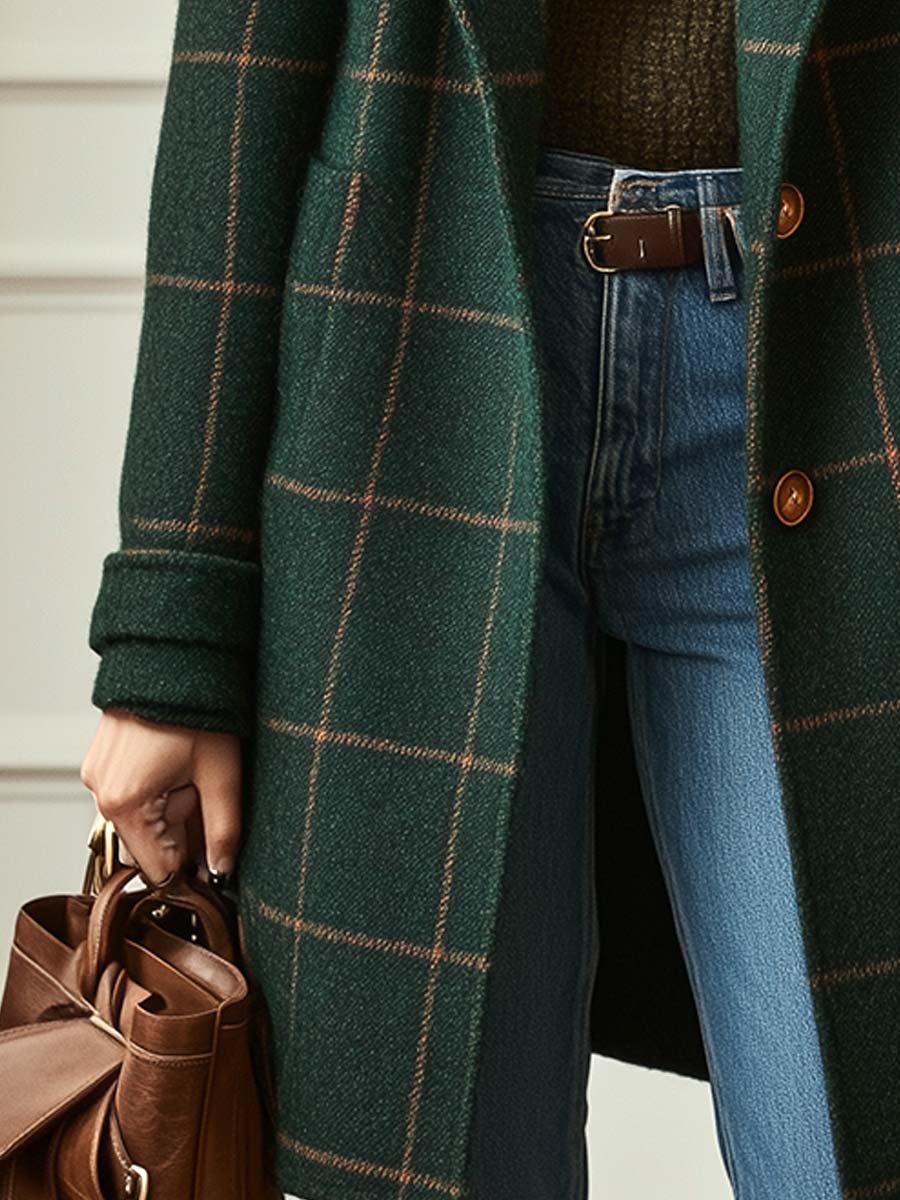 Adeline | Plaid Lapel Layering Coat
