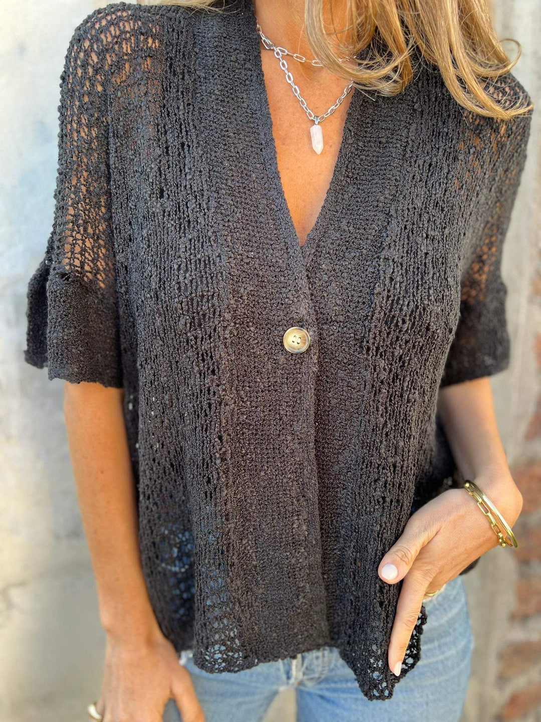 Lavinia – Textured V-Neck Blouse