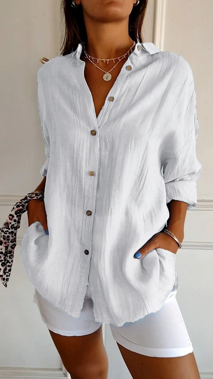 Ivy – Pleated Neckline Blouse
