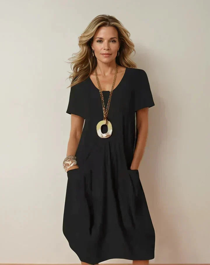 Kwani – Midi Dress with Pockets V-neck