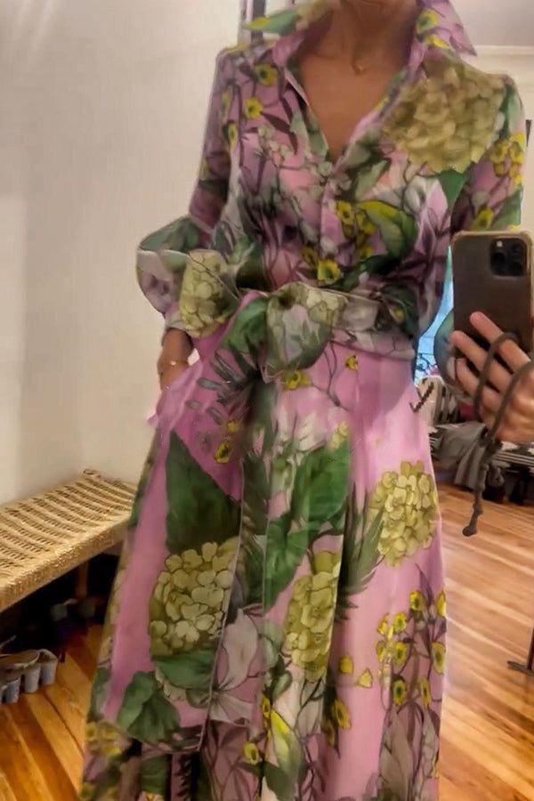 Carolina – Floral Maxi Dress with V-Neck &amp; Long Sleeves