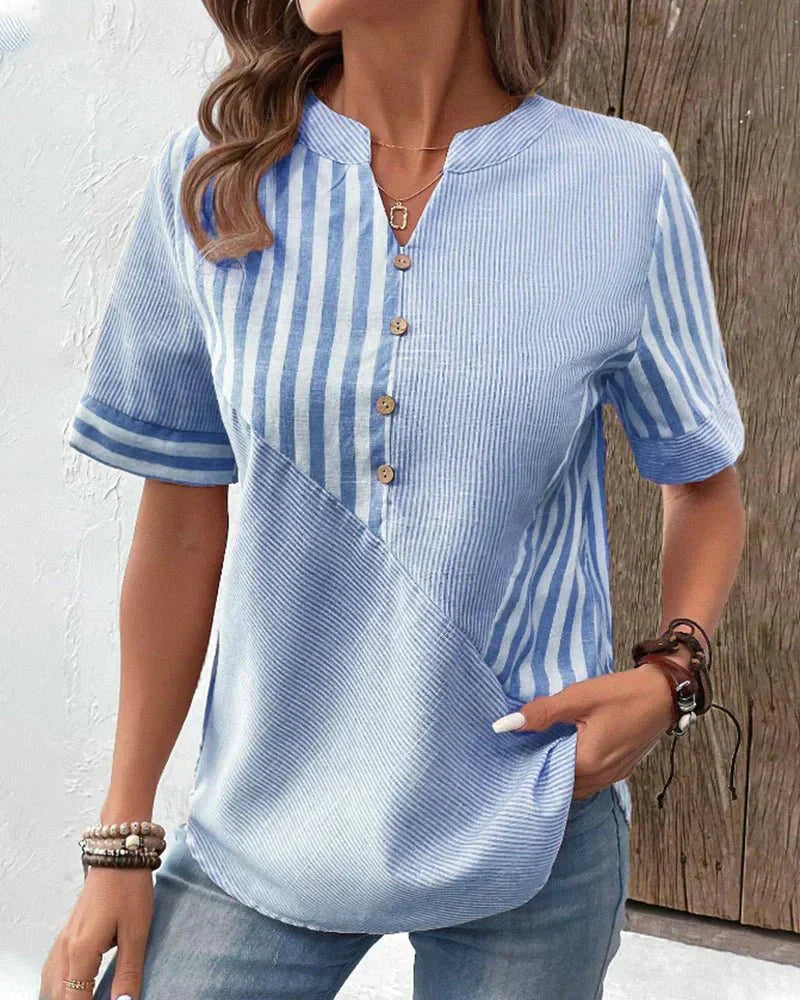 Lila – Striped Blouse with Flared Sleeves