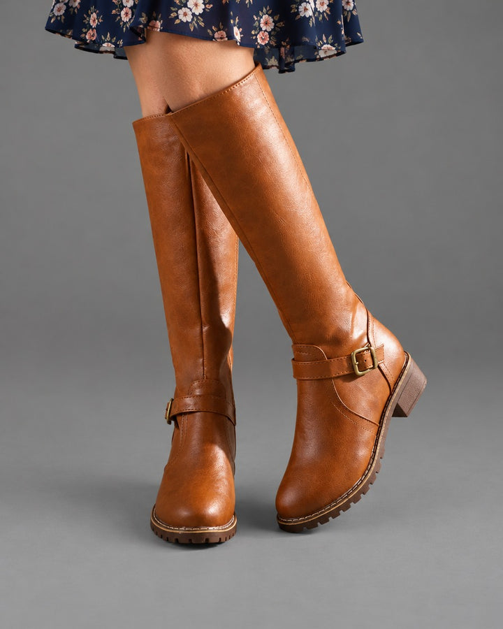 Lenora | Buckle Knee High Boots