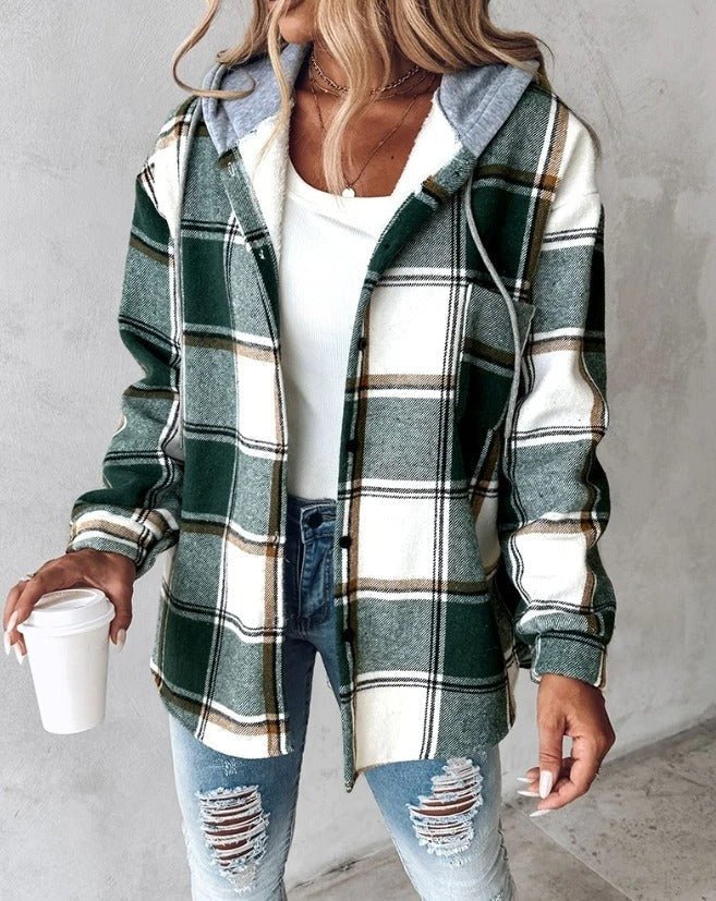 Lorenza – Checkered Hooded Longline Jacket
