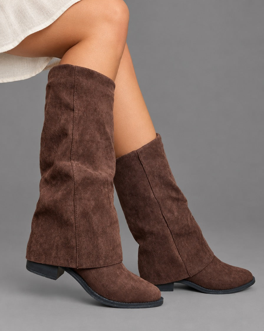 Noreen | Foldover Block Heel Boots