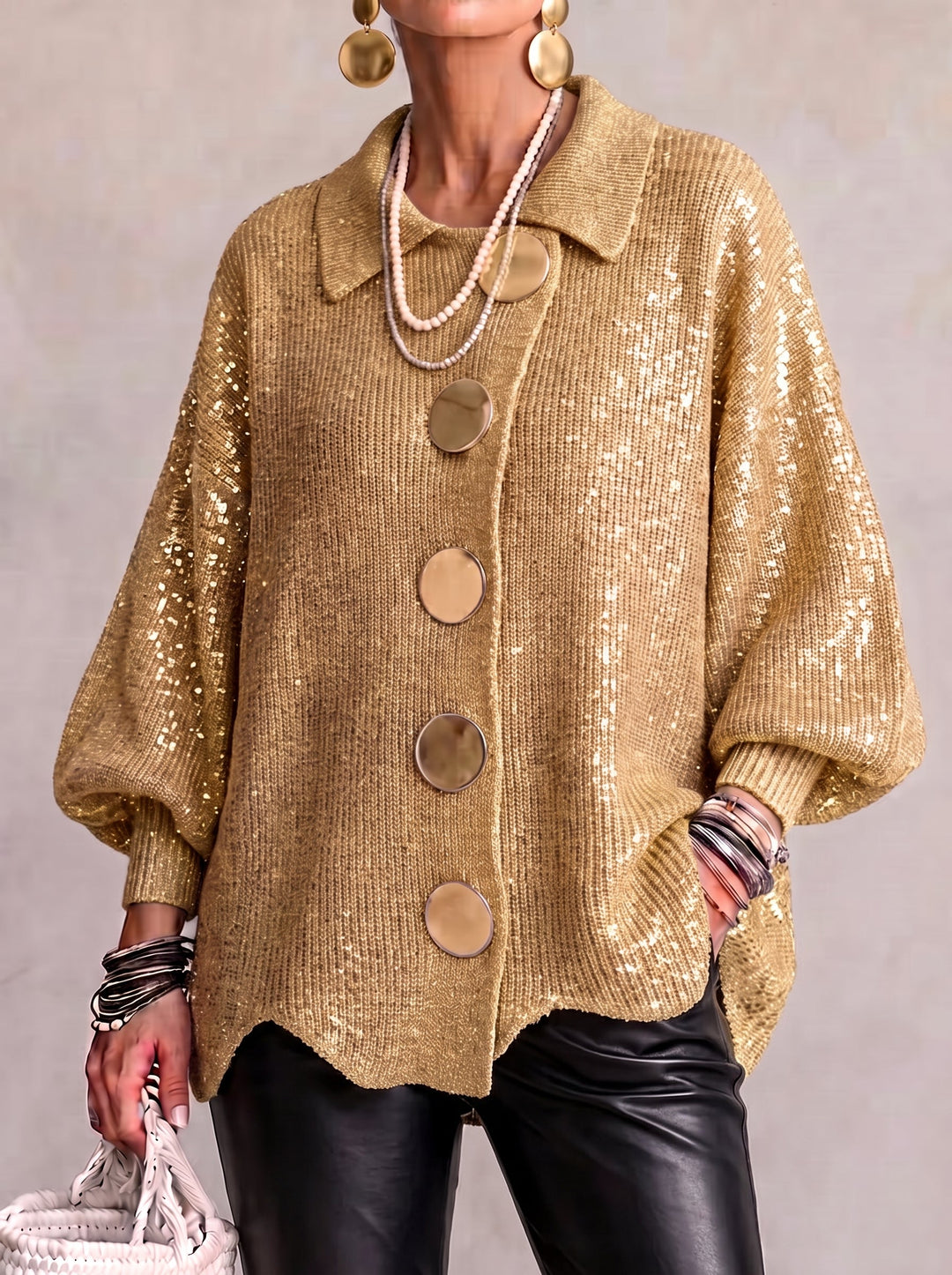 Isadora | Oversized Collared Cardigan With Button Details