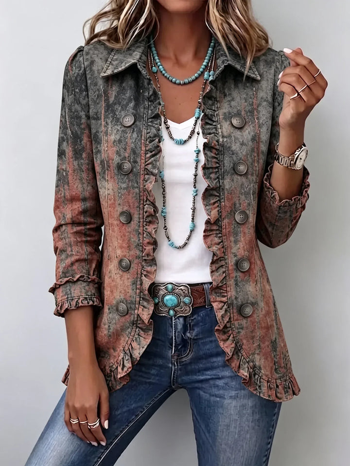 Jessica | Rust Ombre Ruffle Jacket