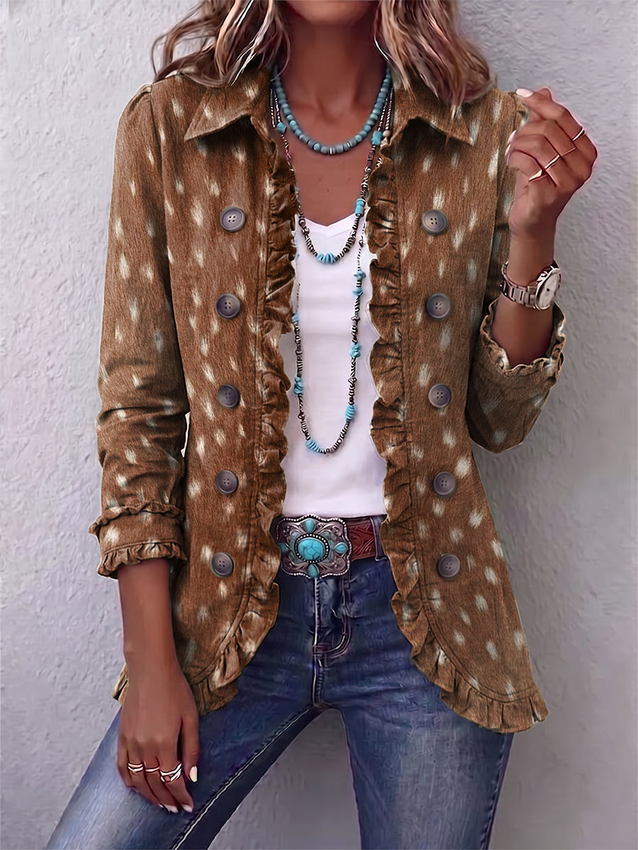 Felisa | Brown Spotted Ruffle Jacket